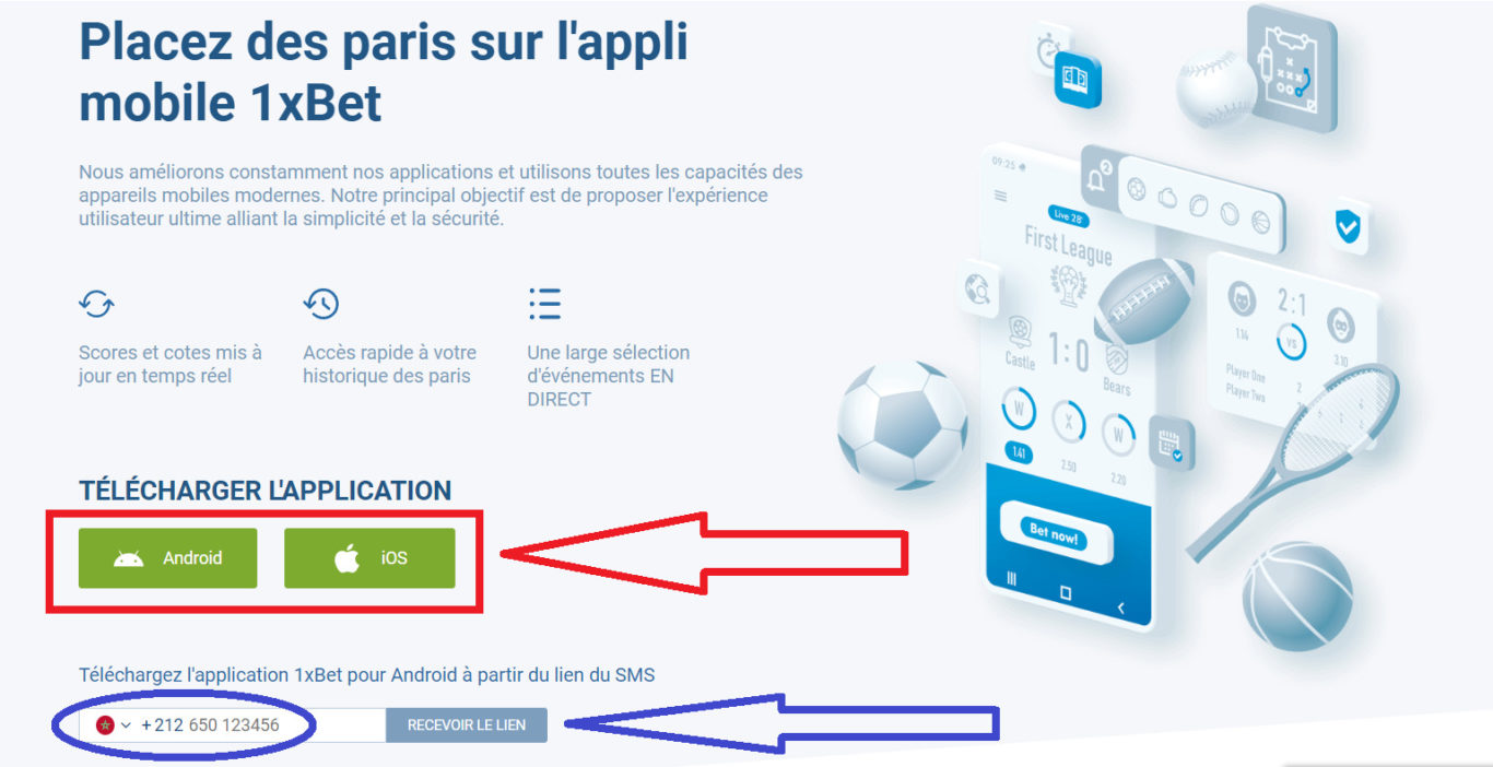 Téléchargement 1xBet application au Maroc